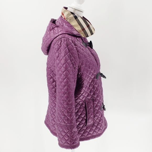 Burberry Quilted Jacket 12 Nova Check Toggle Plum - Picture 5 of 8